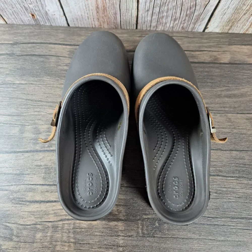 Crocs Sarah Clog Dual Comfort Slip On Mules Women's Sz 8 Brown - Picture 6 of 9